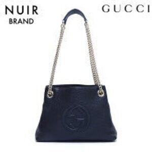 Gucci Chain Soho Leather Logo Shoulder Bag Black